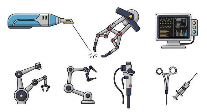 Robotic surgical tools and equipment.