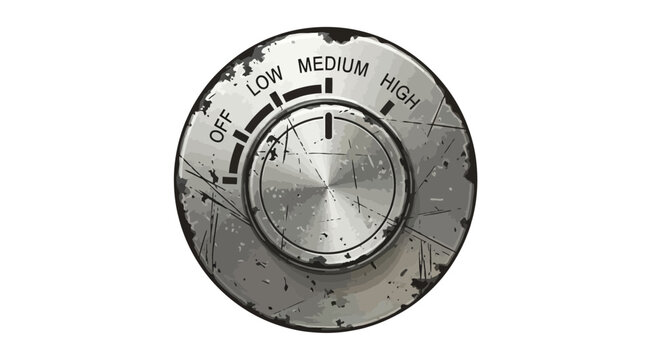 Vintage Metal Control Dial with Off, Low, Medium, High Settings