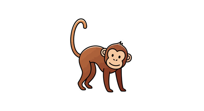 Brown monkey standing on four legs.