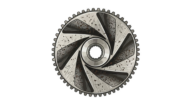 Mechanical turbine impeller detail, abstract industrial graphic