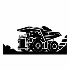 Heavy duty mining dump truck silhouette illustration. © Agus