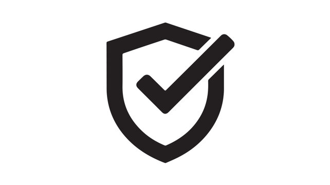 Shield Icon With Checkmark On White Background For Security Concepts