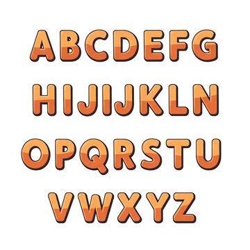 Alphabet letters in orange color.