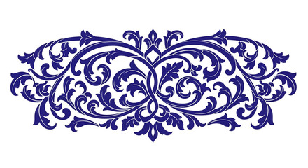 Intricate blue floral decorative design element. © Muh