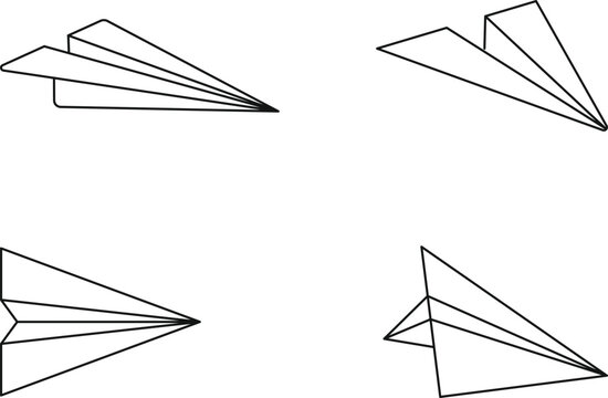 Paper Plane Line Icon Set, Send Message Arrow Communication Minimal Outline Icons