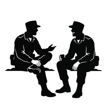 silhouette vector 2 soldiers talk amicably after ceasefire 4