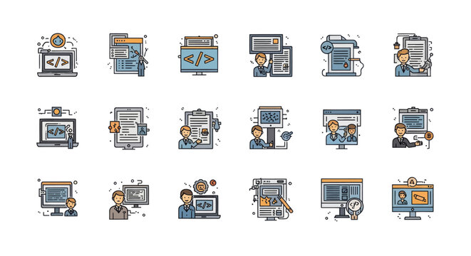 Software Development and Programming Icons Set.