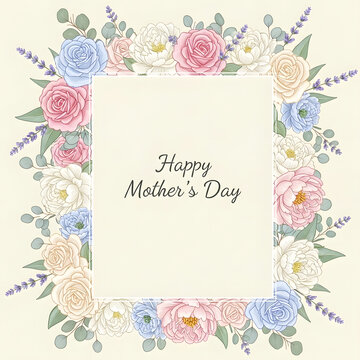 Vintage floral greeting card featuring a pink rose illustration and butterflies inside an ornamental vector frame for a birthday or wedding invitation