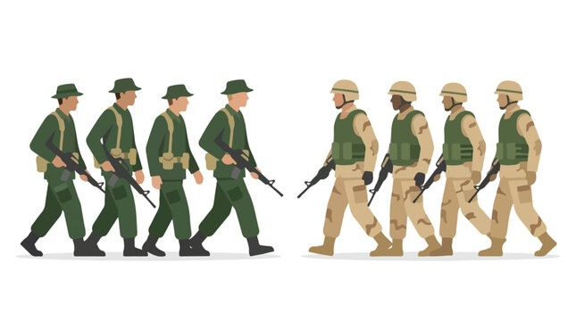 vector of different army troops making peace, carrying out a ceasefire 17