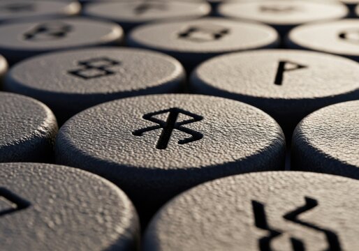 Bluetooth logo rune stone on nordic tablet background for wireless technology and ancient heritage concept