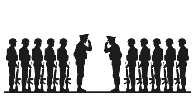 silhouette illustration vector of different army troops making peace, carrying out a ceasefire 17