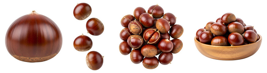 Obraz premium A collection of chestnuts on transparent background