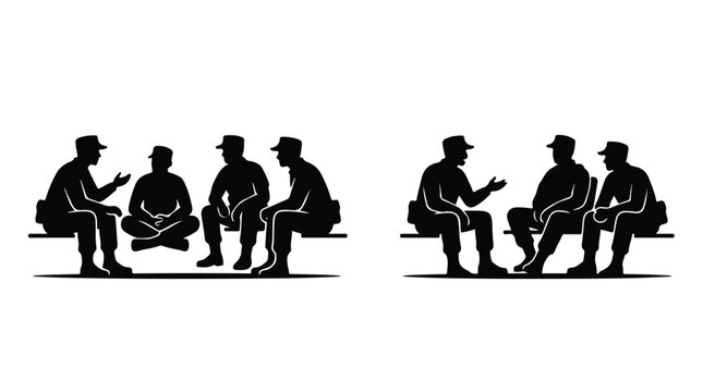 silhouette illustration vector of different army troops making peace, carrying out a ceasefire 13