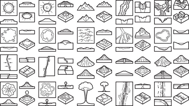 Array of Various Isometric Landscapes Elements