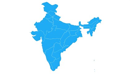 Obraz premium Simplified, blue-colored outline of a country's landmass, showcasing its distinct geographical shape and internal divisions