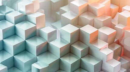 Obraz premium Corporate 3D geometric pattern, translucent cubes, layered gradient, clean.