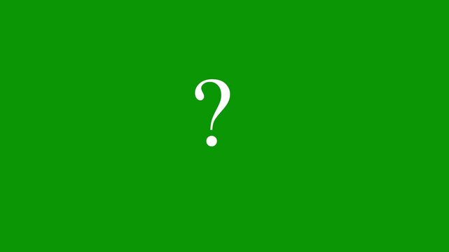 Animated question mark pop up icons flat style with chroma key green screen background alpha looping 4K, confused dizzy symbols for FAQ, doubt, thinking and problem solving