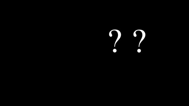 Question mark animation pop up flat and 3D icons on back screen alpha looping 4K, confused dizzy symbols floating, modern motion graphics for questions, doubts, FAQ, problem solving concepts