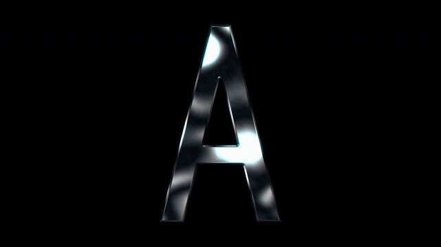 Silver metallic capital letters "A". Alpha channel. Seamless loop video