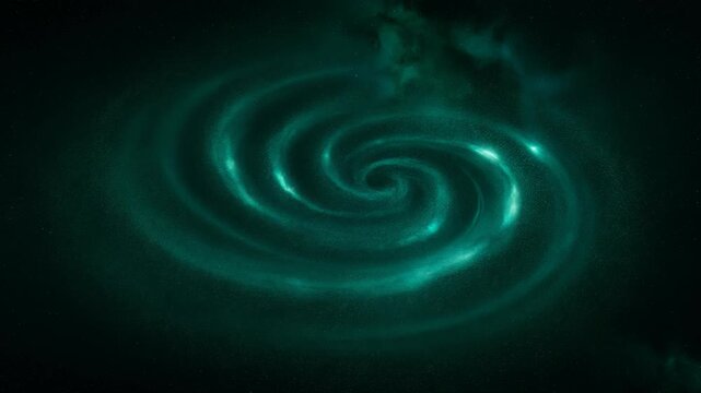 Swirling turquoise and black abstract silhouette of a whale tail in motion