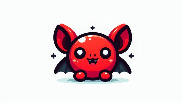 A red bat icon on a white background