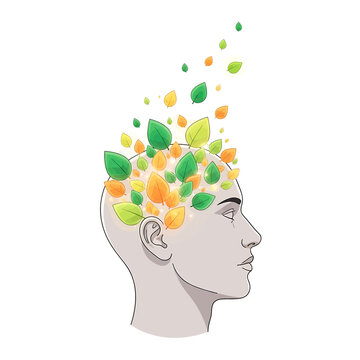 Human Head with Leaves Emerging.