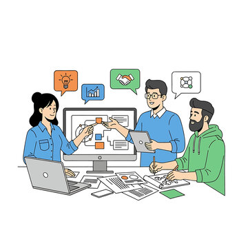 Business people discussing project plan 3.
