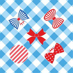 Obraz premium A colorful vector graphic of bows on a checkered background