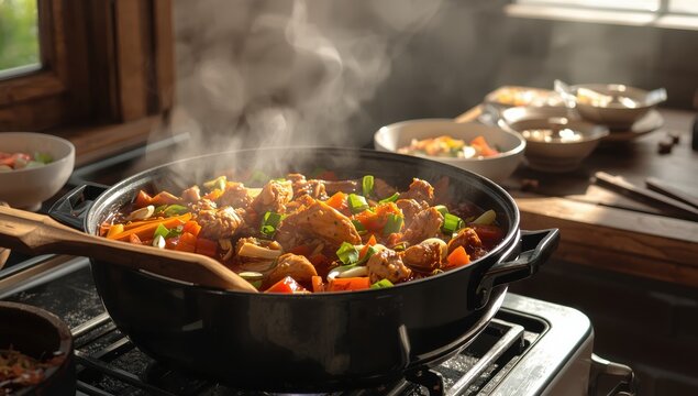 Spicy braised chicken, chicken stew, dak doritang