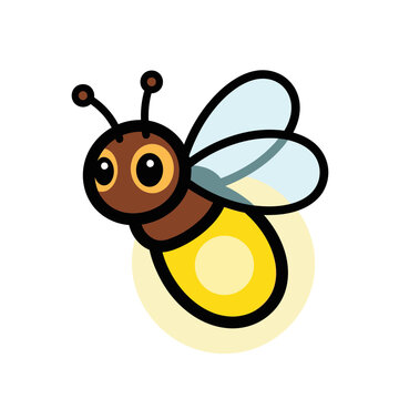 Cute Cartoon Firefly Character with Glowing Tail, Isolated Vector Illustration of a Friendly Lightning Bug Mascot