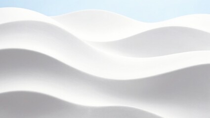 Obraz premium Minimal white sculpted wave forms on light background