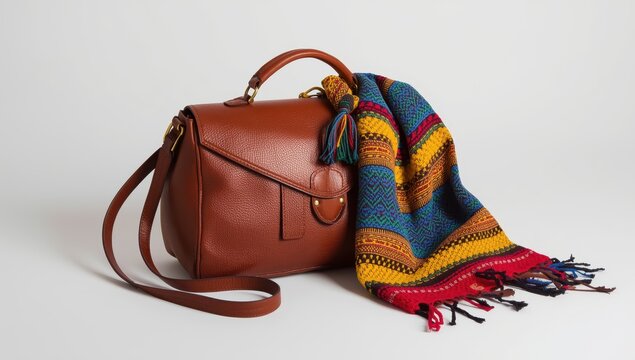 Antioquia Region's traditional leather bag, Carriel, on a white background.
