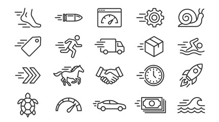 Speed and delivery icons a comprehensive collection representing velocity and logistics © Anisur Rahman