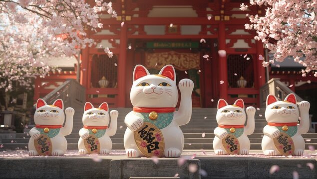 Fortunate felines in a Japanese shrine