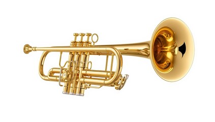 Obraz premium Gold trumpet on a white backdrop