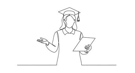 Obraz premium Graduate holding diploma, celebrating achievement, wearing cap and gown, graduation ceremony concept
