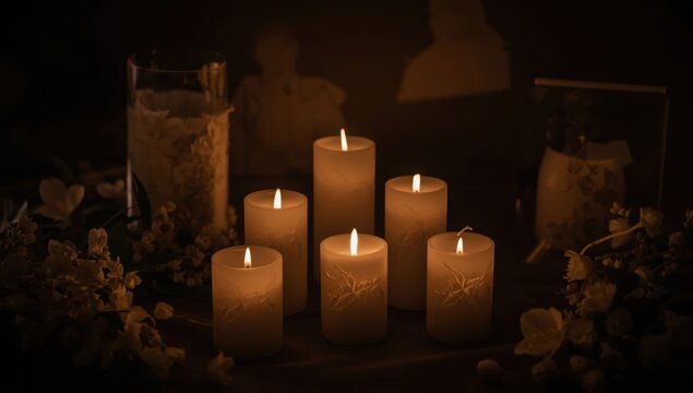 Memorial candles for remembering the deceased.