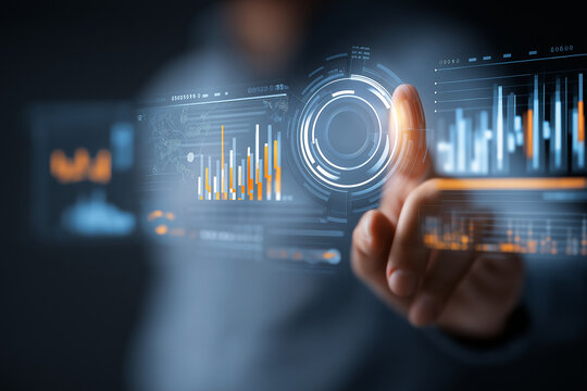 Sales and marketing analysis digital research concept. Analyst analytics data dashboard. Data report management. System integration technology. Tech business software