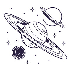 Planets and Stars space black and white saturn © shahin11