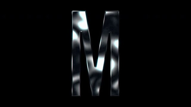 Silver metallic capital letters "M". Alpha channel. Seamless loop video