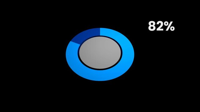 3D Pie Chart 82 Percent Data Representation 4K Alpha Channel