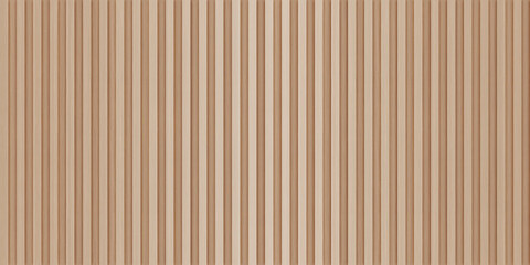 Obraz premium SEAMLESS background of light wooden wall panel, natural wood paneling texture, decorative accent wall or acoustic panel design, repeating pattern. 
