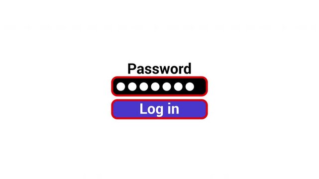 Enter password on PC, Log in Close up of computer screen entering correct password to system, Entry pin code animation on transparent background in 4k.
