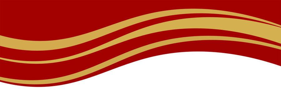 Curved golden yellow wave and a deeper red wavy border, footer vector illustration