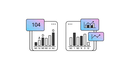 Obraz premium Data analysis and digital interface illustration with charts and graphs