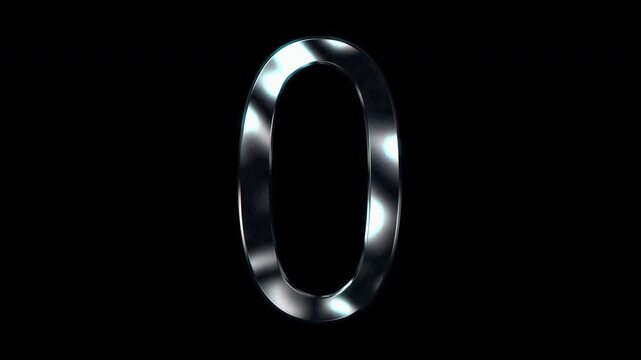Silver metallic capital letters "O". Alpha channel. Seamless loop video