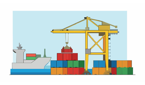 Container loading crane flat vector illustration
