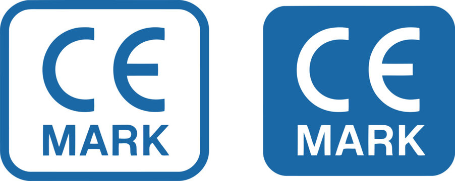 Blue CE Mark Certification Icons for Product Compliance and European Safety Standards