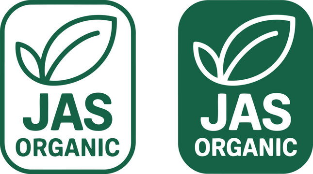 JAS Organic Certification Label Icons Vector Set for Eco-Friendly Food Packaging and Branding