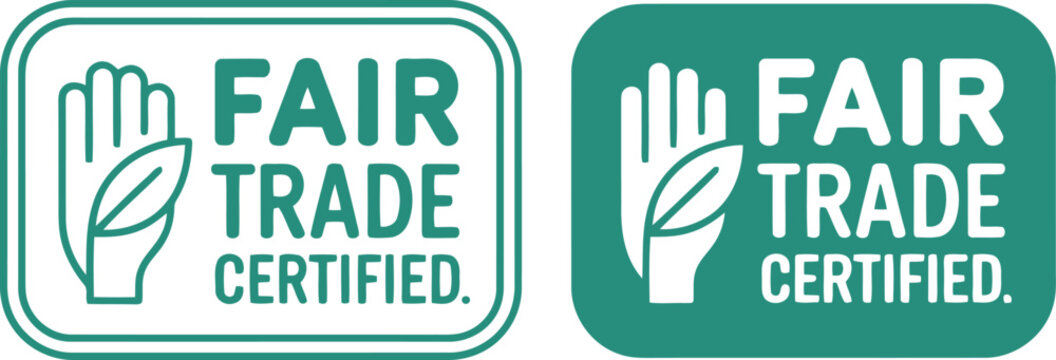 Fair Trade Certified Label Icons for Ethical Sustainable Products and Eco-Friendly Packaging Design